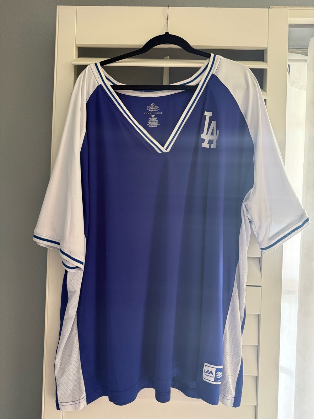 Majestic Los Angeles Dodgers Blue and White V-Neck Jersey